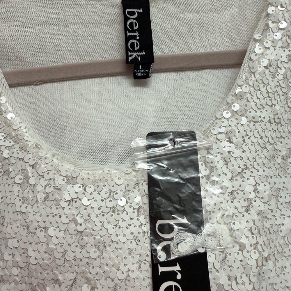 Berek White Sequin Embellished Tank Top